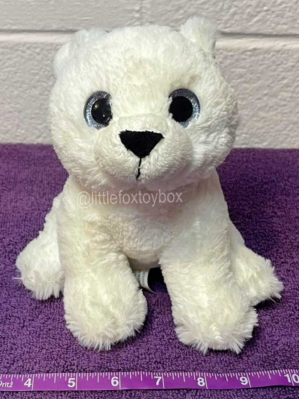 Toys R Us Polar Bear Plush 2014 White Blue Glitter Eyes Stuffed Animal ESSA Cute